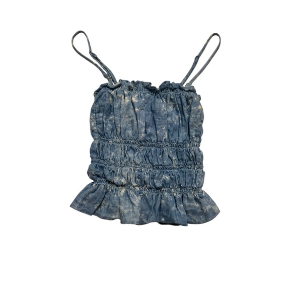 REFORMATION Gia Ruffle Peplum Convertible Strap Linen Top | XS | Retail $149 - Picture 3 of 8